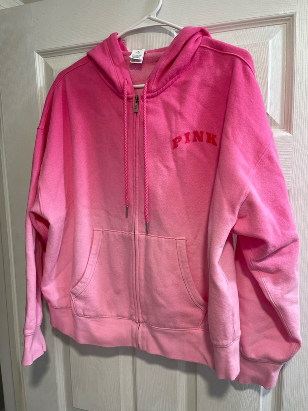 PINK Victoria's Secret Women’s Pink ombré Gradient Zip Hoodie. Medium
